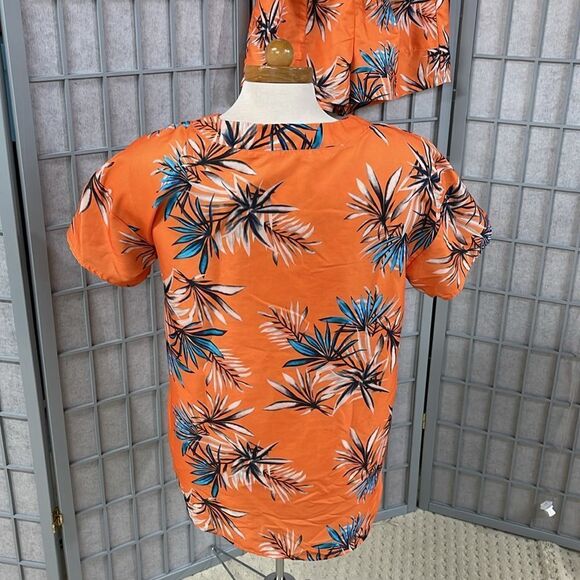Ekouaer Tropical Orange Button-Up Shirt and Shorts Set, Women’s Small - Picture 4 of 9